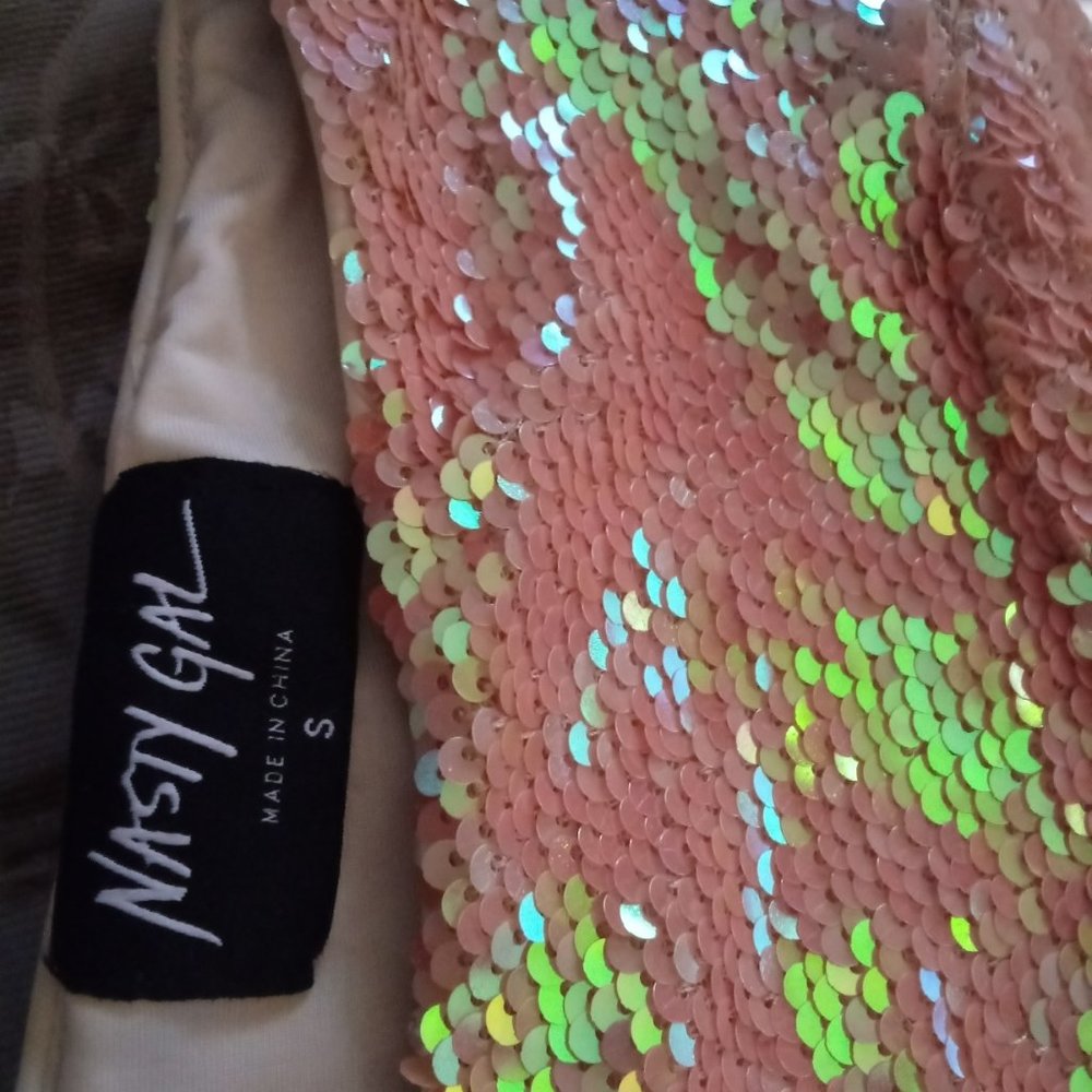 Nasty Gal Cocktail Sequin Peach Dress Size Small - Picture 4 of 5